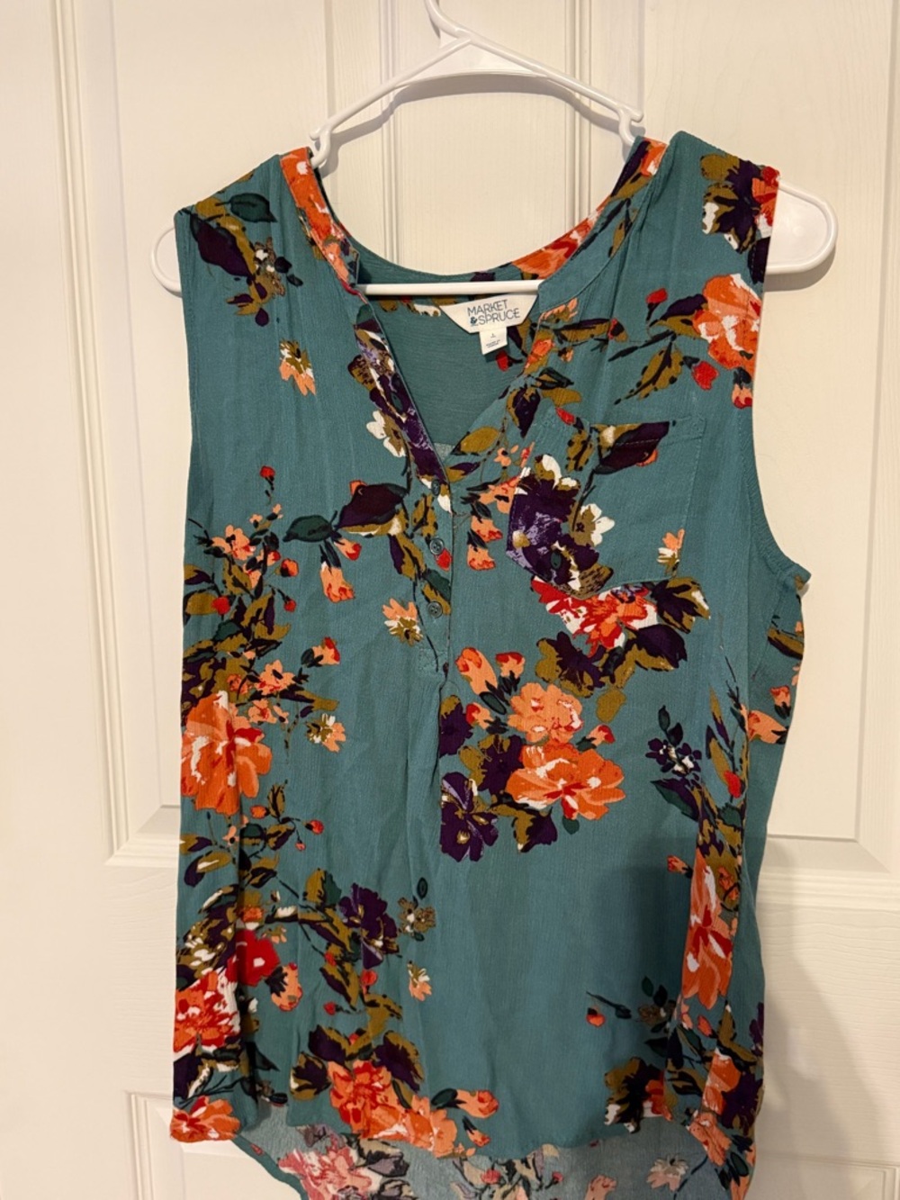 Market & Spruce Teal Floral Tank Top